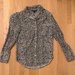 Something Navy Black & Cream Leopard Button-Down Shirt